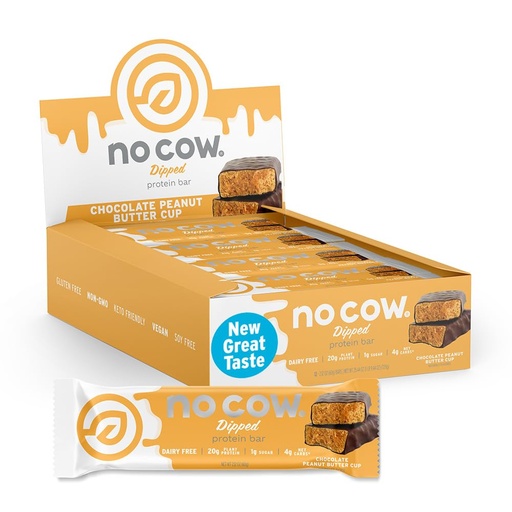 [BRSW2GQDC4GQMCDL] No Cow Vegan Protein Bars, Upgraded Peanut Butter Cup | 20g Plant Based Protein, Gluten Free, Dairy Free, Soy Free, Keto Friendly, Low Sugar, High Fiber Snack Bars | Pack of 12