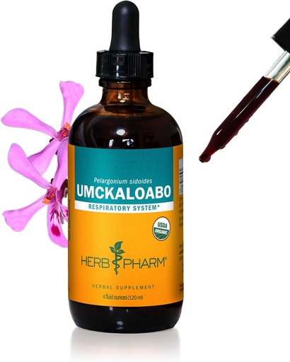 [BRSWIZYDCR4BEE3I] Herb Pharm Certified Organic Umckaloabo Liquid Extract for Respiratory System Support - 4 Ounce