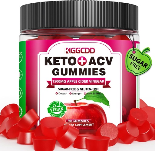 [BRSRAZYEA4OQIYLH] 90 Count Sugar Free Keto ACV Gummies with B6 & B12-90 Count Sugar Free Keto ACV Gummies with 1500MG Apple Cider Vinegar, Sugar Free & Gluten Free - Made in USA