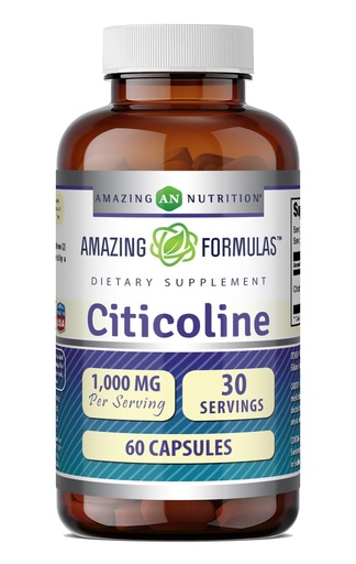 [BRSRAZT3OUBR42DX] Amazing Formulas Citicoline Supplement | 1000 Mg Per Serving | Capsules | Non-GMO | Gluten-Free | Made in USA (1 Pack, 60 Count)