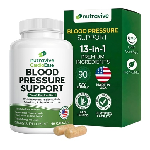 [BRSRA2YKOZ7GYHL5] 13-in-1 Heart Health Supplement – Supports Healthy Circulation & Blood Pressure Levels – with Hawthorn, Garlic, Olive Leaf, Hibiscus, B12, Juniper, Green Tea and More |GMP|90 Capsules|