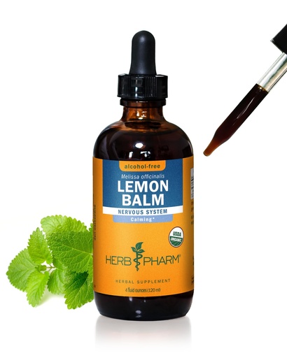 [BRSWIAQBCUGQME3E] Herb Pharm Organic Lemon Balm Extract - Alcohol-Free Non-Bitter Calm Support for Nervous System & Overexcitement, Vegan, Lemon Balm Leaf Supplement 4oz | Up to 3 Months Supply