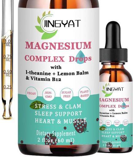 [BRSRAHTRCAFAADTX] 5-in-1 Magnesium Drops - 1000mg of Magnesium Glycinate, L-Threonate,Citrate,Taurate,Malate and l-theanine - High Absorption Magnesium Liquid