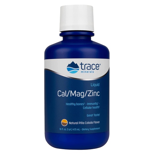 [BRSWIYIGOIDB2C36] Trace Minerals Cal/Mag/Zinc - Liquid Mineral Supplement for Natural Body Health - Bone, Muscle & Cellular Health - Supports Immunity & Energy - Gluten-Free - 16Fl Oz (32 Servings) - Pina Colada