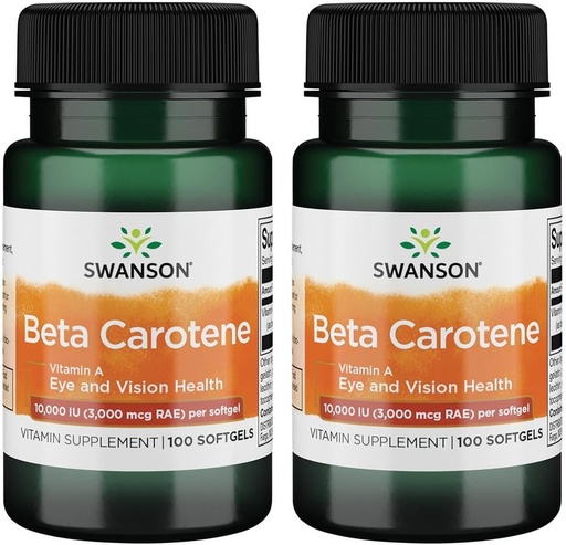 [BRSWGAAPDECRGF32] Swanson Beta-Carotene (Vitamin A) Hautaugen Immunsystem Gesundheit Antioxidans Unterstützung 10000 Iu (3000 mcg) 100 Sgels (2 Pack)