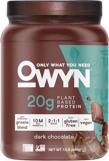 [BRSWG2T6AQIGAYIZ] OWYN Only What You Need Plant - Based Protein Powder, Dark Chocolate, 1.17 Ibs