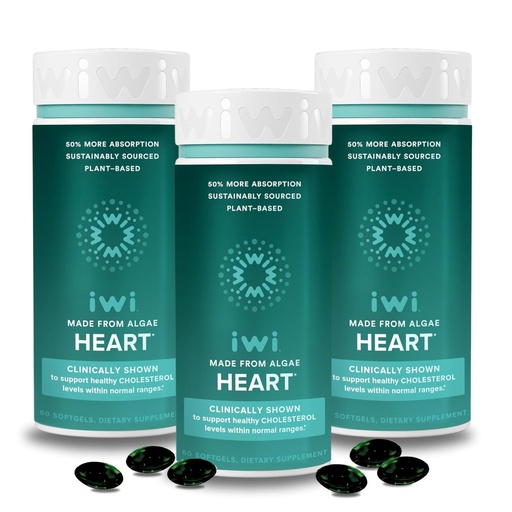 [BRSRMAQ5B4MBUA35] Iwi Life Heart Omega-3, 180 Softgels (90 Servings), Vegan Plant-Based Algae Omega Fatty Acids + EPA, Heart Health Support Dietary Supplement, Krill & Fish Oil Alternative, No Fishy Aftertaste