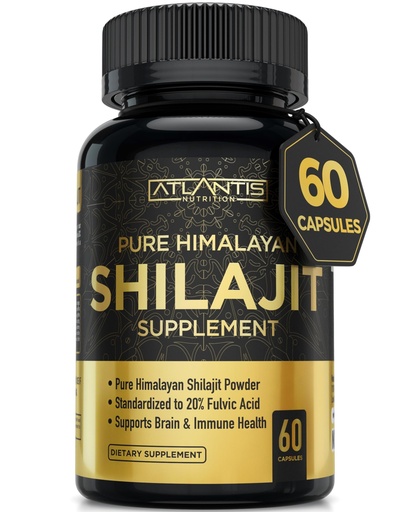 [BRSROGI5C55AAHT4] Atlantis Nutrition Himalayan Shilajit Capsules Formulated with 20% Fulvic Acid | 1000MG Per Serving — 10:1 Extract | USA Made | Himalayan Shilajit Supplement for Men & Women | 60 Capsules
