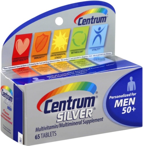 [BRSWIEIQC4DAKA3G] Centrum Sølv Mænd 50 + Multivitamin Tablets 65 ea
