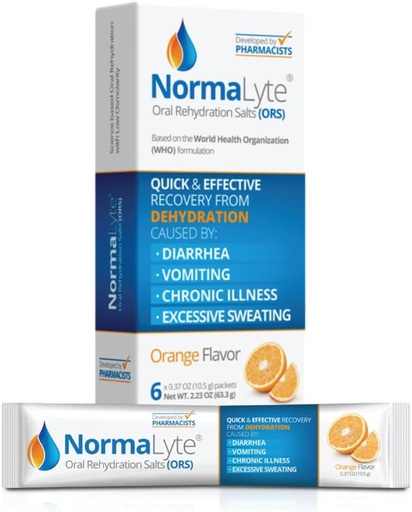 [BRSWKGYMPMMRC3LK] NormaLyte Oral Rehydration Salts- Pack of 6 (laranja) | Elektrolitoak, Energia Osagarriak, Electrolytes Packets, Hydration Sachet, Potassium Supplement, Vegan, Deshidration Recovery