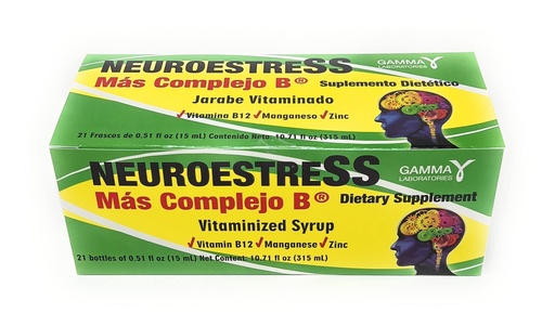 [BRSRMZIRDMAWAFDD] Neuroestress Dietary Supplement Vitaminized Syrup with Vitamin B12, Manganase and Zinc 21 Bottles of 0.51 Fl Oz Each