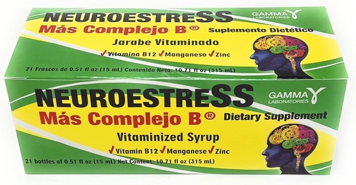[BRSRMZIRDMAWAFDD] Neuroestress Dietary supplement Vitaminized Syrup with Vitamin B12, Manganase and Zinc 21 Bottles of 0.51 Fl Oz each