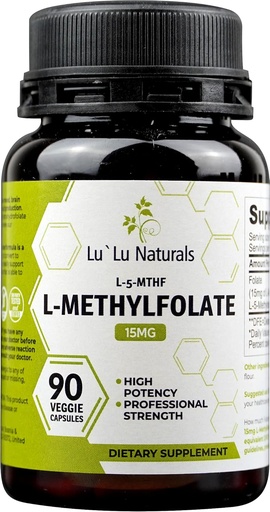 [BRSW2ZLYBAGWCYDB] Lu'Lu Naturals L-metylfolat 15 mg optimalisert og aktivert folsyre. 90 Veggie Caps Metyl Folat, L-5-mthf