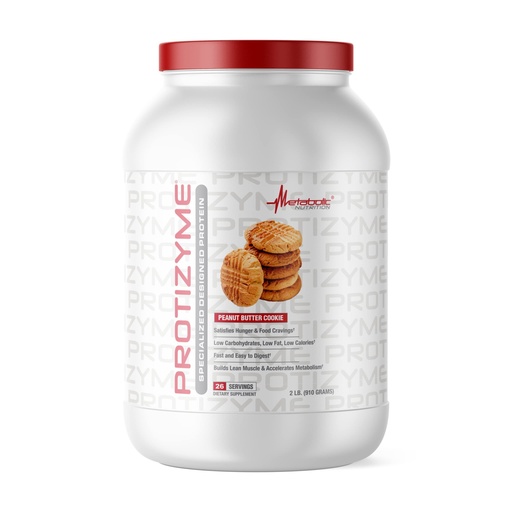 [BRSWKHDYPICBWC3V] Metabolic Nutrition, Protizyme, 100% Whey Protein Powder, High Protein, Low Carb, Low Fat with Digestive Enzymes, 24 Essential Vitamins and Minerals, Peanut Butter Cookie, 2 Pound