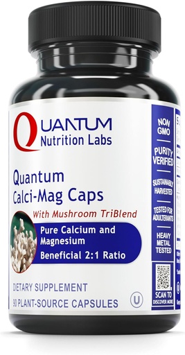 [BRSW2GD6PN5AOFLZ] Quantum Nutrition Labs Calci-Mag Caps - Kaltsium Magneesium Supplement, Kaltsium Supplement, Pure Magneesium & Seenekompleks Reishi & Lions Mane - 300 Taimetoit Kapslid