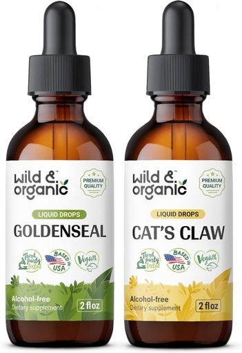 [BRSRAFL3AUCAA2TJ] Wild & Organic Goldenseal Tincture 2 fl oz & Cats Claw Tincture 4 fl oz