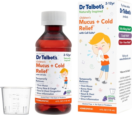 [BRSWYGAEDICBACQ2] Dr Talbot's Licus + Cold Relief Vedel meditsiin, looduslikult inspireeritud, lastele, sisaldab annuse tassi, looduslik viinamarjamahl, 4 Fl Oz