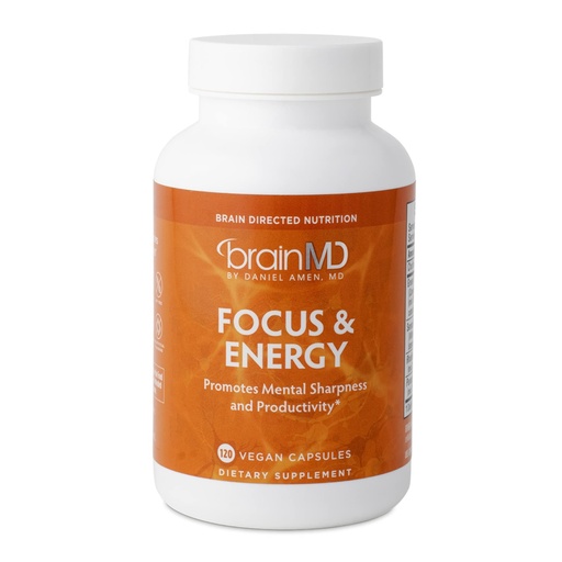 [BRSWI2YTDN7RQ23C] BRAINMD Dr Amen Focus & Energy - 120 Capsules - Mental Endurance Booster, Promotes Concentration & Attention - Caffeine Free, Gluten Free - 30 Servings