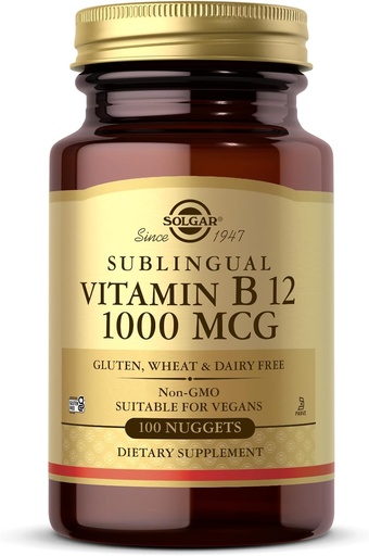 [BRSWIYQ3DEMWYG3C] Solgar Sublingual Vitamin B12 1000 mcg - 100 Nuggets - Non-GMO, Vegan, Gluten Free, Dairy Free, Kosher, Halal - 100 Servings