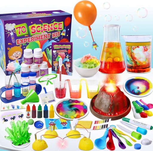 [BRSW2AIQBV5WAF3Z] UNGLINGA 70 Lab Experiments Science Kits for Kids Educational Scientist Toys Birthday Gifts Idea for Girls Boys, Chemistry Set, Erupting Volcano, Fruit Circuits, S.T.E.M Activities Science Project
