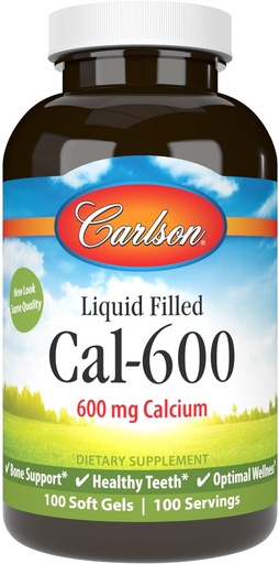 [BRSWIYILCUAAAFTI] Karson - Cal-600, 600 mg Calcium, กระดูกสนับสนุน, สุขภาพดี Teth & Opimal Wellness 100 Softgels