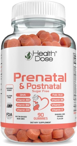 [BRSRMGL3CIMQAAY6] Health Dose Prenatal/Postnatal Complex Supplement. Vitamin B6, B12, C, Zinc. 90Ct
