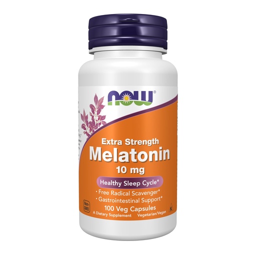 [BRSWIGT6ORYBSFTI] NOW Foods Supplements, Melatonin, Extra Strength 10 mg, Free Radical Scavenger*, Healthy Sleep Cycle*, 100 Veg Capsules