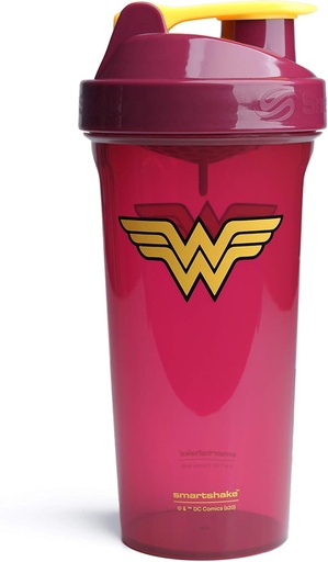 [BRSWYCQKOAIRQETD] Smartshake Lite League Protein Shaker Steklenica 800ml – DC Comics Steklenica vode, Leakproof BPA Free Gym Shaker Steklenica za Protein Shakes in Protein Powder - Wonder Ženske Logo