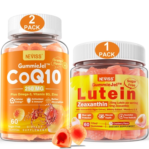 [BRSRA2YKB55QAET3] NEVISS Sugar Free Lutein Gummies 60 Count + CoQ10 Gummies 120 Count
