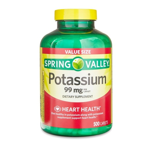 [BRSROZIEBUBQKEI4] ikj Potassium Caplets Dietary Supplement Value Size, 99 Mg, 500 Count