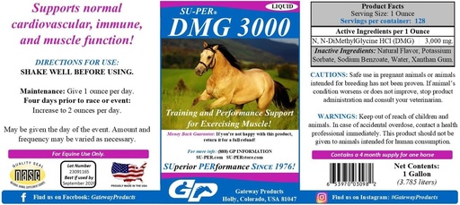 [BRSROHYZBUCGK23U] SU-PER DMG 3000 Horse Supplement - Training & Performance Support Liquid - Supports Normal Cardiovascular Immune & Muscle Function - 1 Gallon, 4 Month Supply