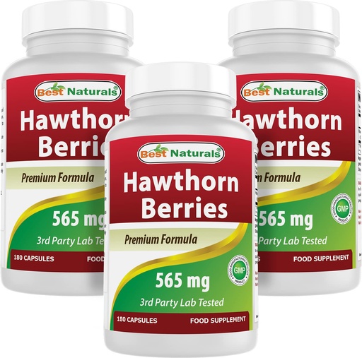 [BRSW2A35C4MQYC37] Best Naturals Hawthorn Berry 565 mg 180 Capsules (180 Count (Pack of 3))