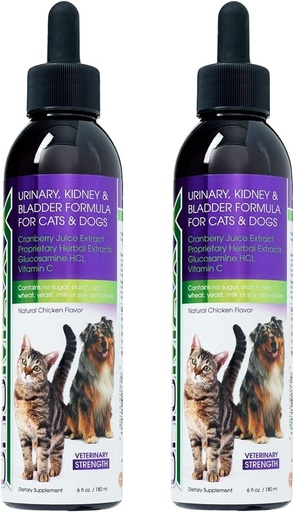 [BRSW2GDYB4JROE3P] Cat & Dog Urinary Tract Treatment, Bladder & Kidney Support for Dogs and Cats, Powerful Yet Gentle Pet Care, with Liquid Cranberry & Glucosamine, Chicken Flavor, 6 oz Bottle, 2 Pack