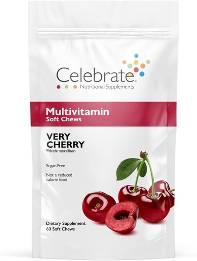 [BRSRO2YHCMCWMDLF] Celebrate Vitamins Bariatric Multivitamin Soft Chews - Essential Vitamins ' Minerals, Sugar & Gluten Free - Gastric Bypass ' Sleeve Gastrectomy supplement - Cherry (60ct)