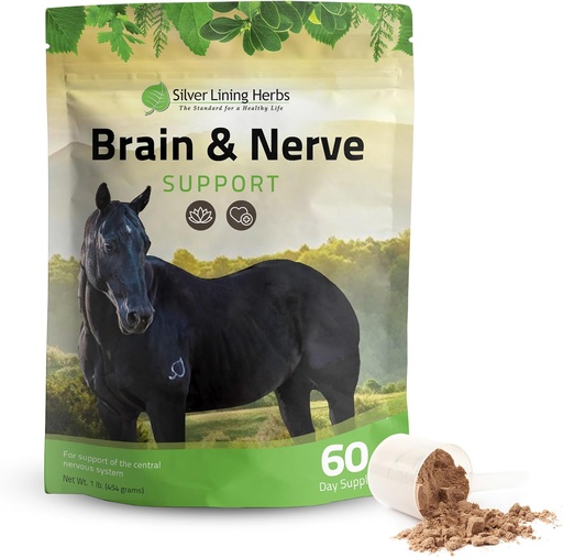 [BRSWYBQBPJ5WY2D6] Silver Lining Herbs Brain & Nerve Support Supplement for Horses - Horse Supplements for Focus, Mental Health & Brain Support - Contains Herbal Blend of Ginkgo, Gotu Kola, & More - 1 lb 60-Day Supply