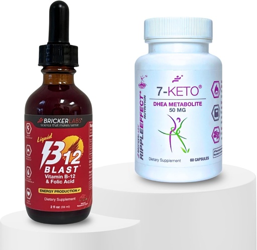 [BRSRAGIFOEFGEALJ] Bricker Labs B-12 Blast Vitamine liquide B-12 + 7-Keto DHEA Métabolite 50 mg - Vie active: suppléments de gestion de l'énergie et du poids