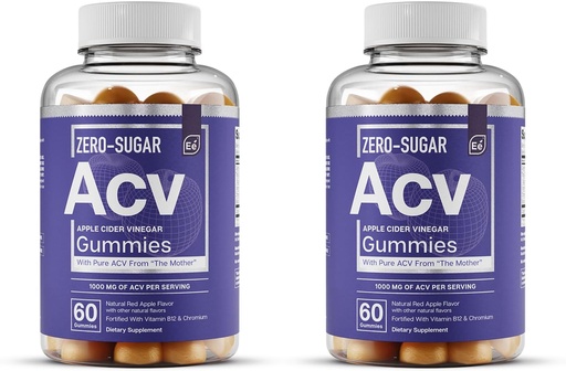 [BRSRMHAKCIJQGDTZ] Essential Elements Zero-Sugar ACV Apple Cider Vinegar Gummies from “The Mother” - Naturally-Sourced, Vegan ACV Gummies with Chromium 60 Count (2-Pack)