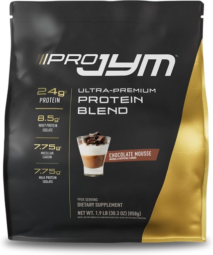 [BRSROZYTCMIRMDI4] JYM Supplement Science Pro JYM Chocolate Mousse Protein Powder - Whey Protein Isolates, Casein, & Milk Protein, Lean Muscle Building for mænd og kvinder, 22 Servering