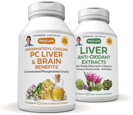 [BRSWYYYCCF7RMA3P] ANDREW LESSMAN PC Liver and Brain Benefits + Liver Anti-Oxidant Extracts Kit: 300 Capsules (180+120) - Phosphatidyl Choline, Milk Thistle, Artichoke, Curcumin.