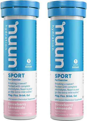 [BRSWGYIRC4IWKFDK] Nuun Hydration: Strawberry Lemonade Electrolyte Drink Tablets (2 Tubes de 10 Tabs)