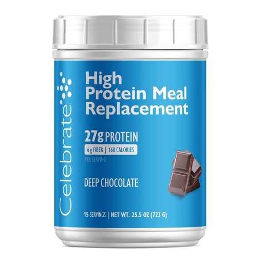 [BRSWKFA6CF4Q2FTO] Celebrate Vitamins High Protein Meal Replacement Shake, 27 g Protein Powder, 6 g of Fiber, For Post-Bariatric Surgery Patients, Deep Chocolate, 15 servings