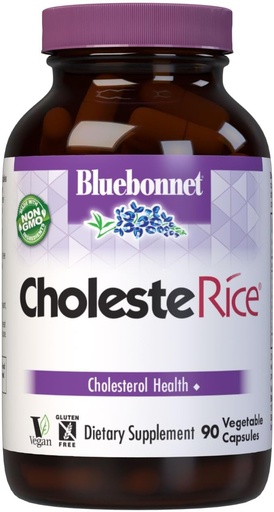 [BRSWIYY3BZ6BYAI5] Bluebonnet Nutrition CholeteRice Rastlinné kapsule, Červená kyslá ryža, Rastlinné steroly, Pantetín, CoQ10, Policosanol, Vegan, Vegetarián, Non GMO, Gluten Free, Milk Free, SOY-FREE, 90 Rastlinné kapsule