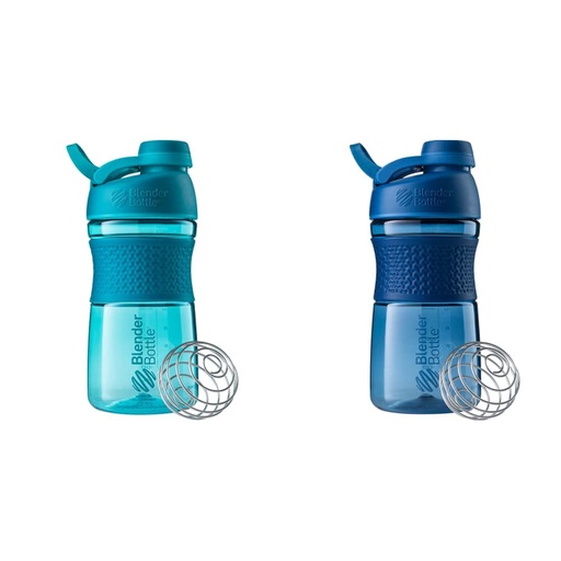 [BRSRMCQ2PMDRUD3B] BlenderBottle 20-Ounce SportMixer Protein Shaker Bottles with BlenderBall Wire Whisk, Navy and Teal