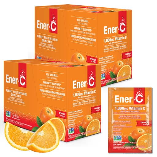 [BRSWKGIQBEJR22L6] Ener-C Multivitamin Drink Mix - Vitamin Packets for Water, Electrolytes Powder Packets, Vitamin Drink Mix, Hydration Liquid Mix, Immune Booster for Adults, Healthy Energy - Orange, 60 Count