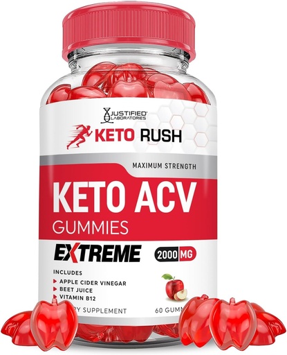 [BRSROCYNDJ5AKHTA] Justified Laboratories Keto Rush Keto ACV Gummies Extreme 2000MG Keto Rush Keto Gummies Apple Cider Vinegar Formulated with Pomegranate Beet Juice Powder B12 Vegan Non GMO 60 Gummys