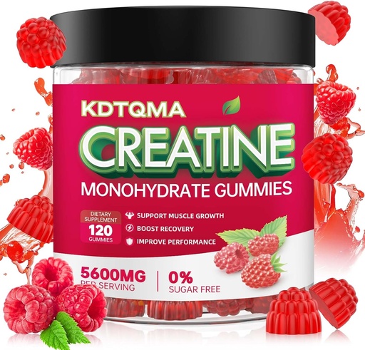 [BRSRAGQ5OIAQKGTV] Creatine Monohydrate Gummies for Men & Women 120 CT - 5600mg of Creatine Monohydrate per Serving, Chewable Creatine Monohydrate for Muscle Support & Energy Boost, Sugar Free, Vegan (Raspberry Flavor)