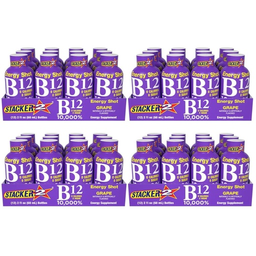 [BRSROFQHBEPQODY3] Stacker 2 Grape B12 Energy Shot, 2oz (Pack of 48)