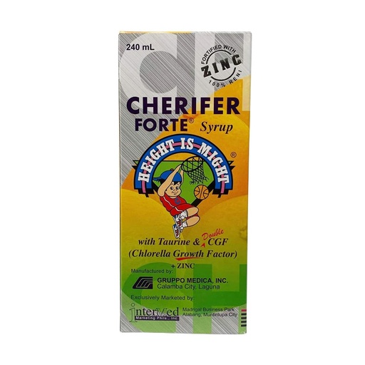 [BRSWIFA2OAGBSFTI] Cherifer Forte Syrup Fortified with Zinc with Taurine and Double Chlorella Growth Factor + Zinc Orange Flavor 240 ml