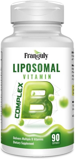 [BRSRMGITAAHB6CD3] Complesso B Liposomico progettato per l'assorbimento elevato B Vitamine con vitamina B1, B2, B3, B5, B6, Biotina, Folate, Methylated B12- Immune, Energy, Brain Heart Support 90 Softgels