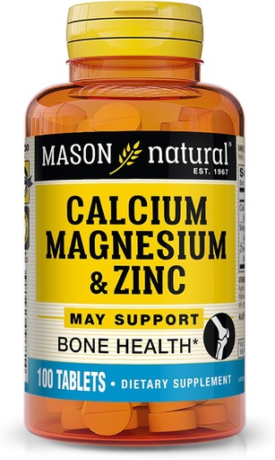 [BRSWIEADOUHQCADM] Mason Natural Calcium Magnesium & Zinc, 100 Tablets